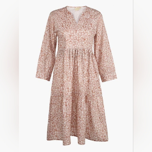 Reistor Ruched Midi Dress Organic Cotton Coral Rush - Picture 9 of 11